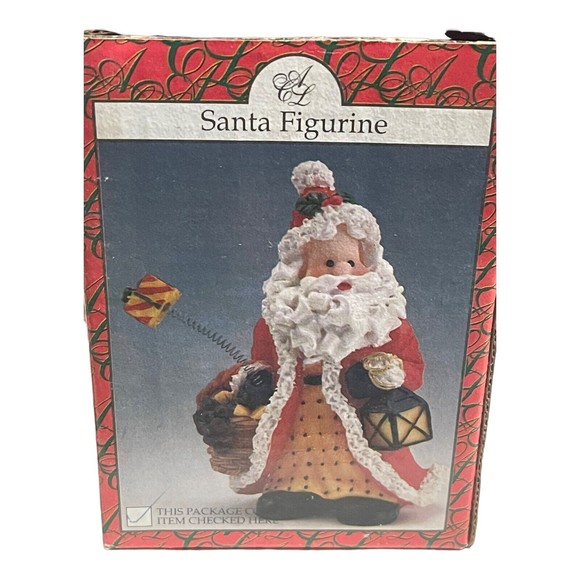 Vintage Artmark Santa Figurine W/Lantern Basket Of Fruit Gift On Spring READ - Picture 1 of 5